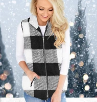 foreign trade hot autumn and winter fashion pocket stitching sleeveless zipper womens coat double sided plush vest