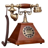 antique button dial corded retro phone vintage decorative telephones with caller id solid wood corded landline telephone
