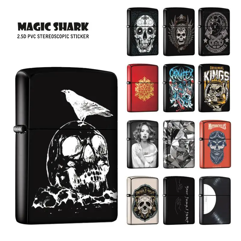 Ультратонкий ПВХ-чехол Magic Shark с черепом и кристаллом Zippo для зажигалки | Мобильные