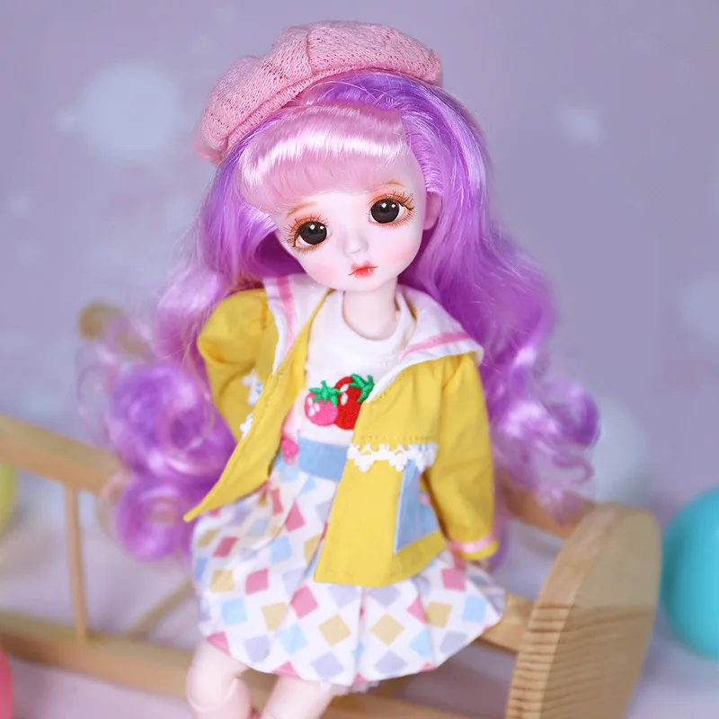 

Fullset bjd Doll 1/6 28cm Lifelike Small Dolls Girl Toys With Makeup Doll Wig Head Body Clothes Shoes For Kids Children Gift