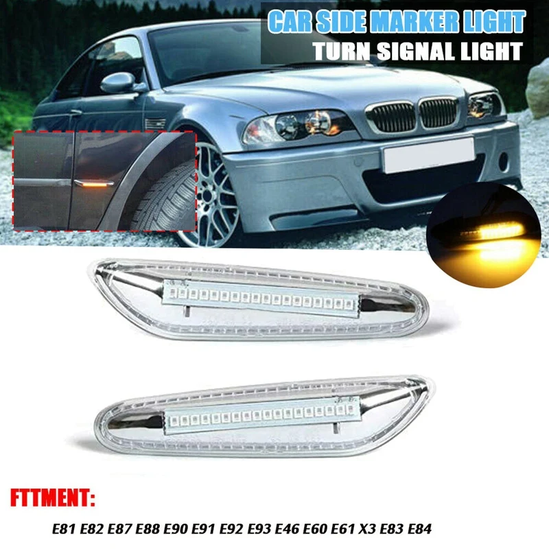 

Car Dynamic LED Side Marker Light Turn Signal Light Blinker For-BMW E60 E61 E46 E90 E91 E81 E82 E88 X3 X1