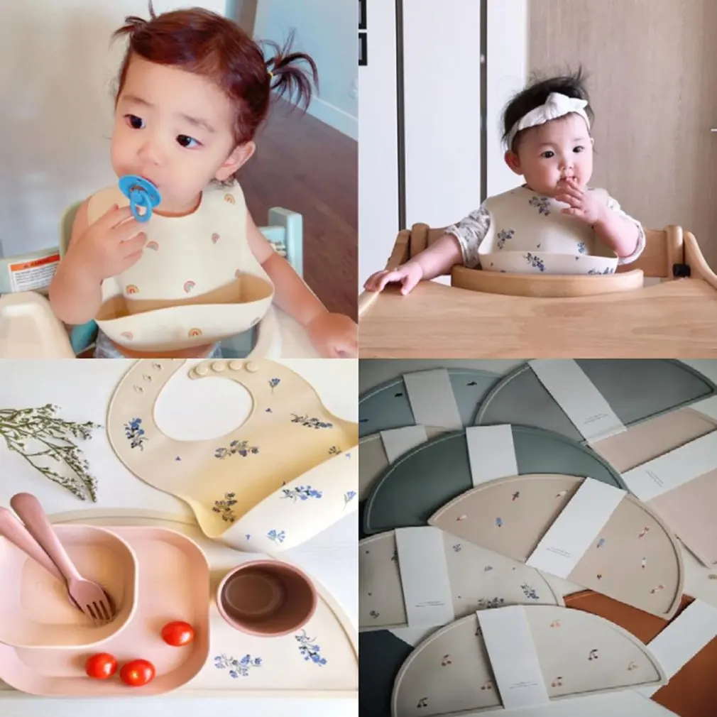 Детские нагрудники с принтом водонепроницаемые Мягкие силиконовые для