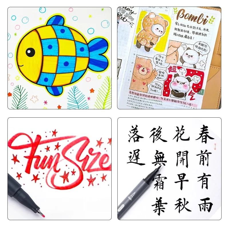 

10pcs Fine Line Double Headed Drawing Pen Multi Color Brush Art Marker Drawing Lettering Calligraphy Painting School A6951