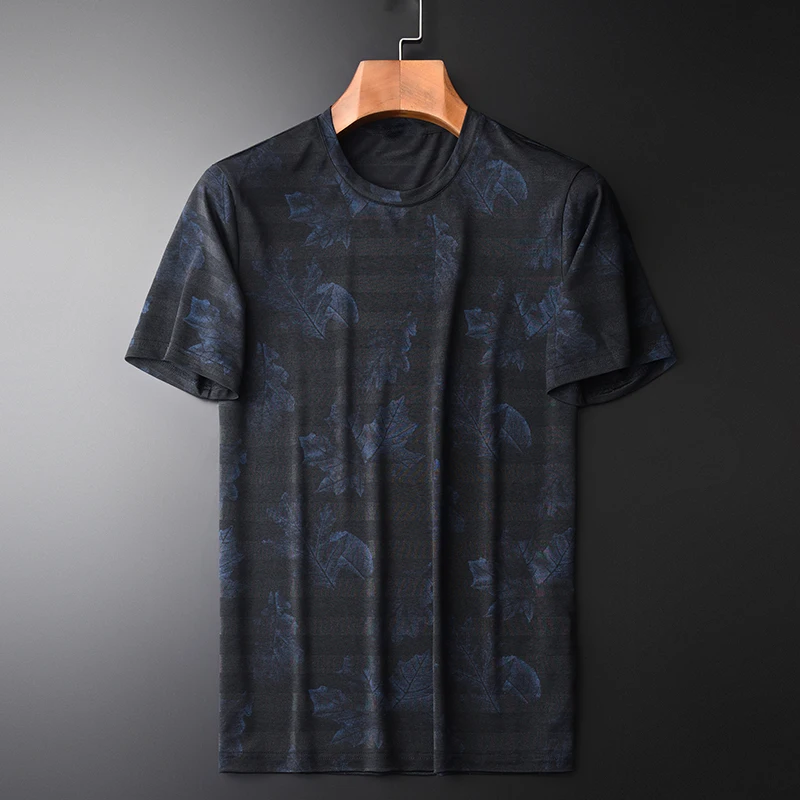 

Minglu протектор летние крашенная в пряже мужские футболки класса люкс с коротким рукавом повседневные ЖАККАРДОВЫЕ мужские футболки мода Slim ...