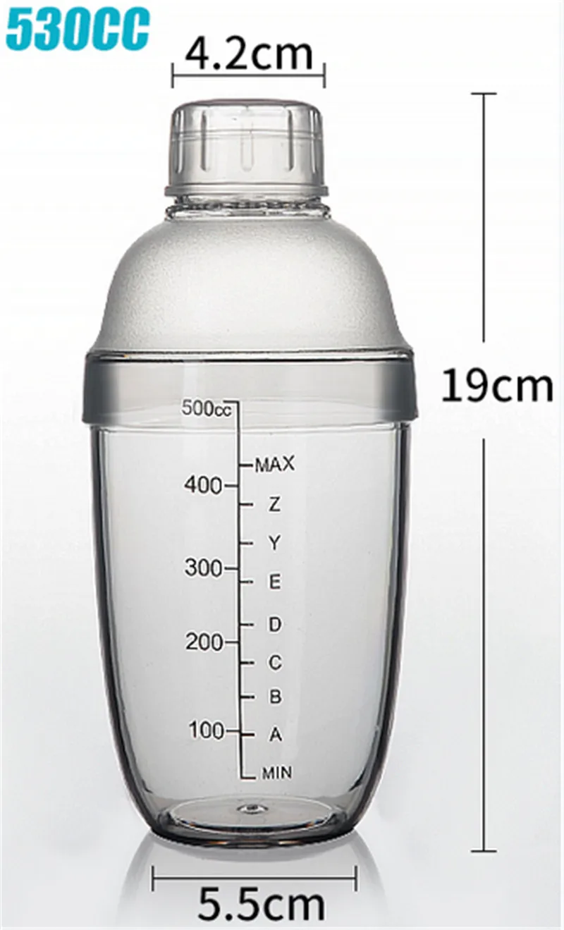 530ml Пластиковый шейкер для мартини, 350 мл/530 мл/700 мл/1000 мл, Миксер для вина, Миксер для вина, Миксер для напитков, барная посуда, boston, барный инструмент - Цвет: 530ml