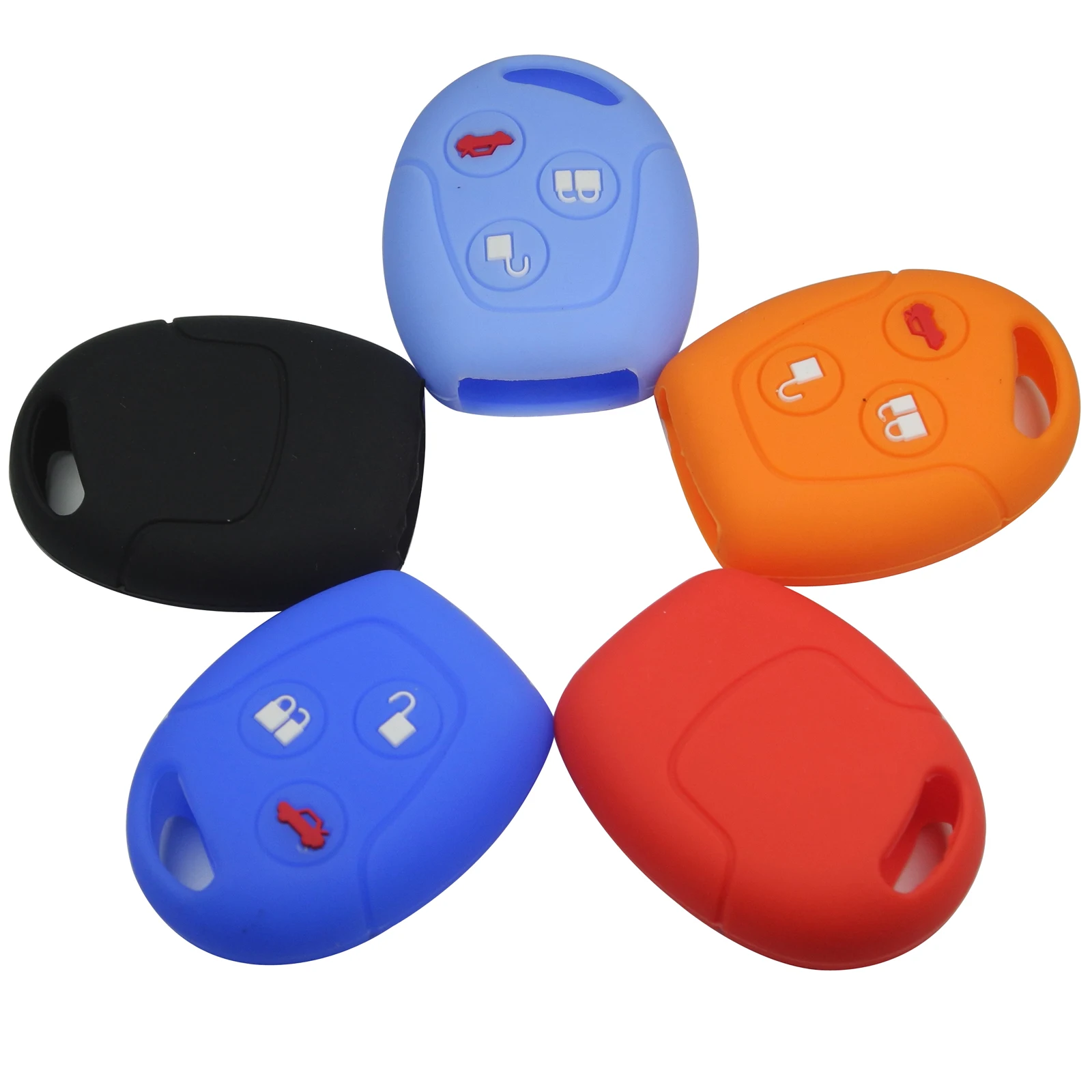 

Kutery Silicone Rubber Car Key Cover Case For Ford Focus Mondeo KA JMC Jaguar XJ8 Remote Key Protecor 3Buttons