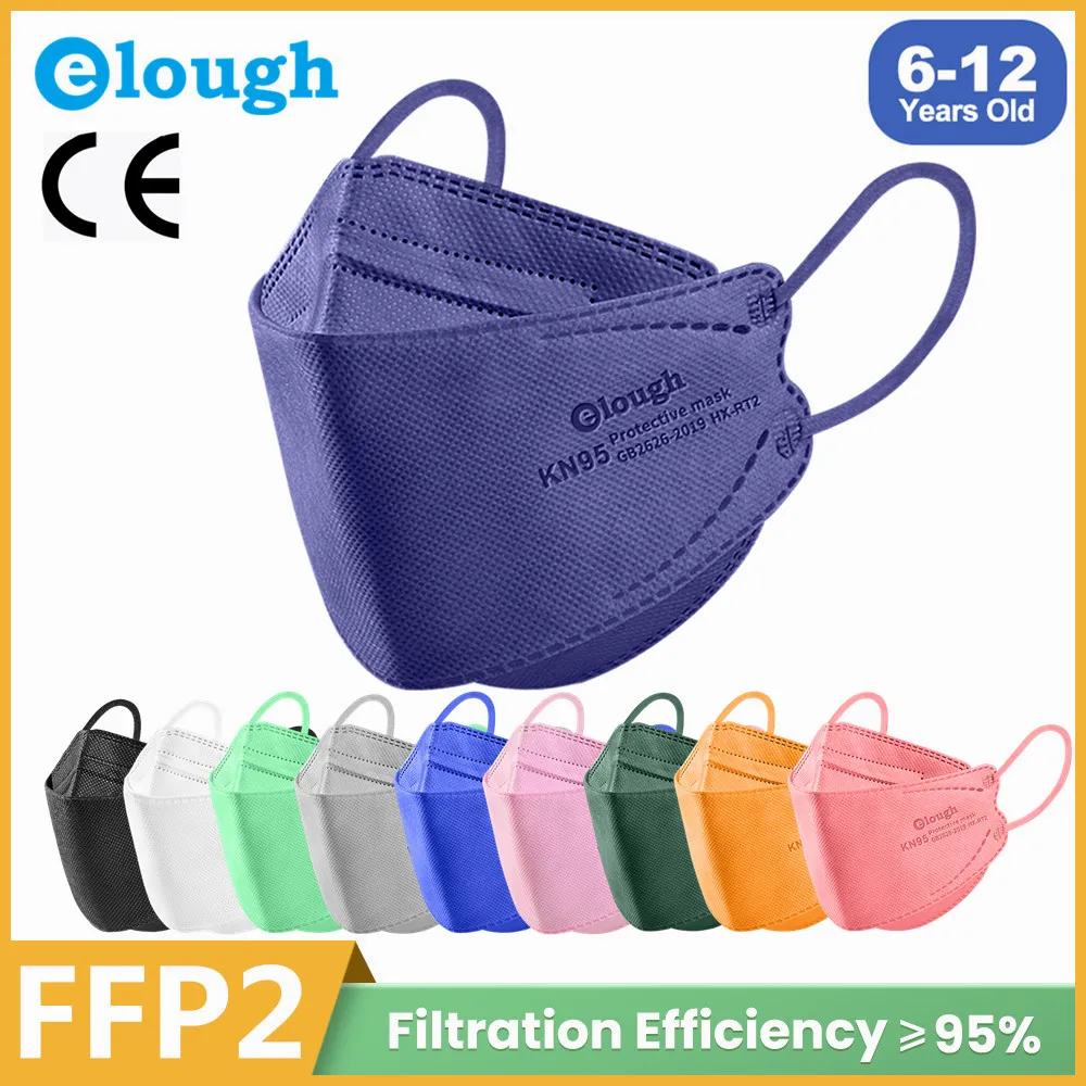 Elough Маски Детские FFP2 Mascarillas FPP2 для детей KN95 Маска детская маска рыбы многоразовая