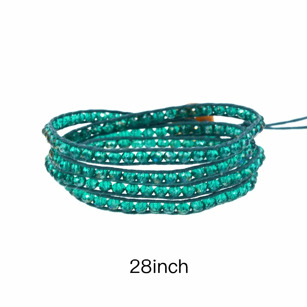Малахитовый зеленый браслет из бисера с кристаллами 4 круглых браслета на
