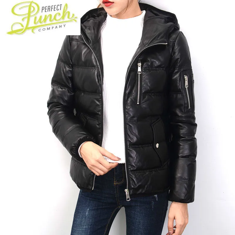 2021 Sheepskin Coat Women's Genuine Down Jacket Hooded Autumn Winter Real Leather Jackets 717A KJ5420