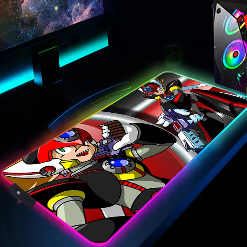 Игровой коврик для мыши Megaman X Светодиодный настольный коврики компьютера Rgb