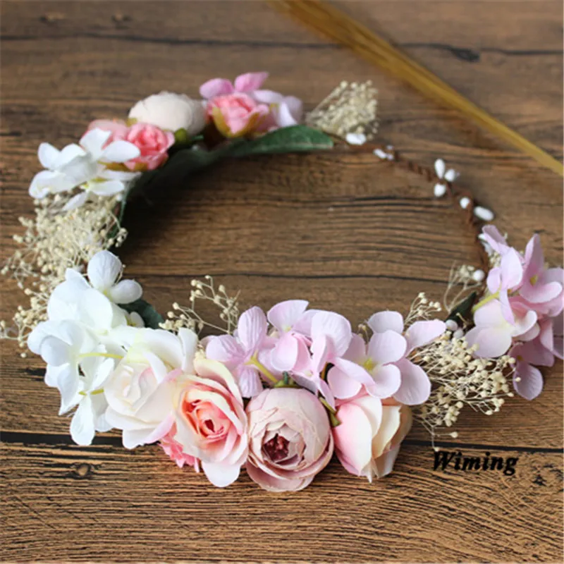

Eternal flower headband women adult girl bride props wedding festive party supplies Artificial Hawaii Flowers Garland props