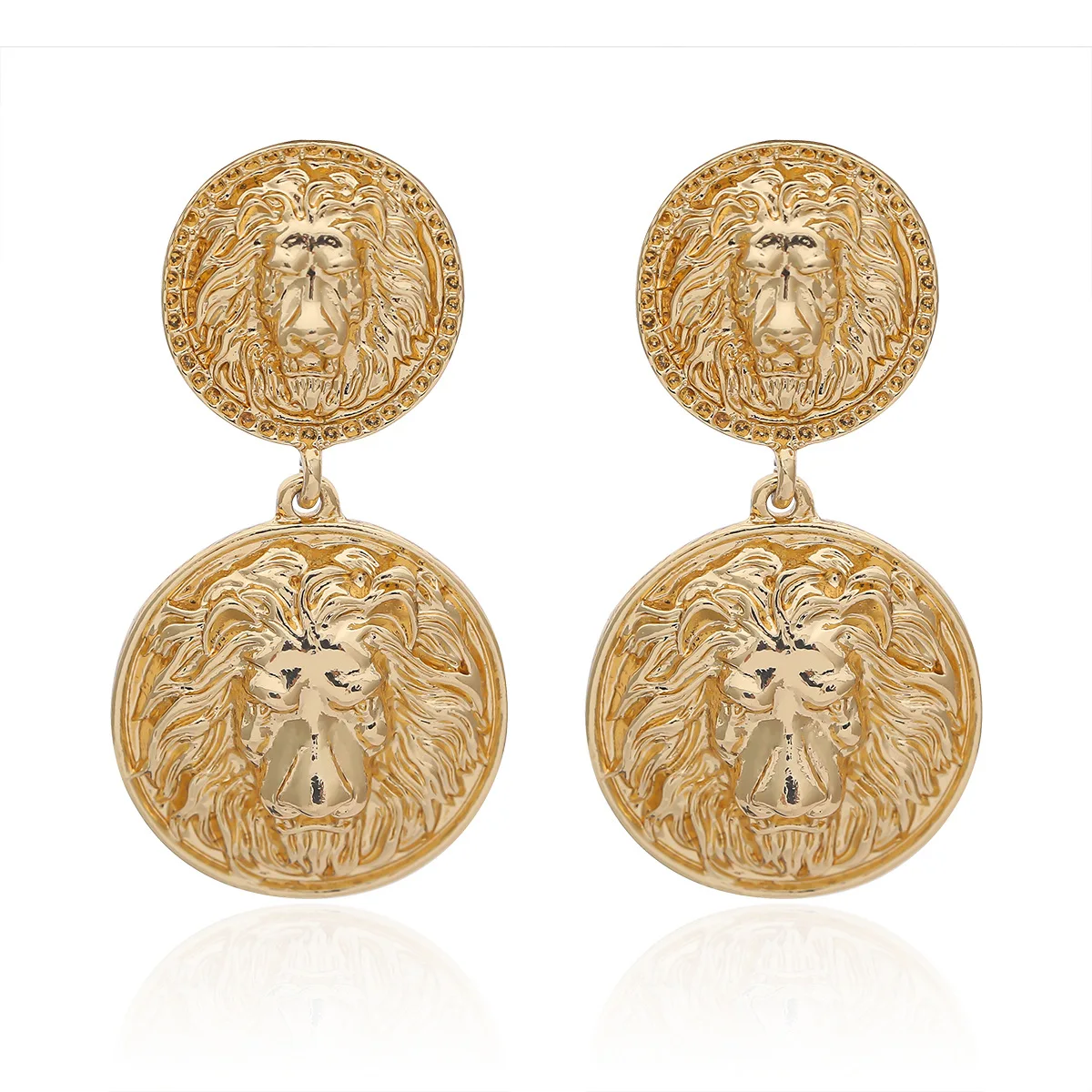 Модные Ретро серьги с рельефным львом для женщин оптовая продажа геометрические