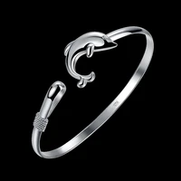 silver plated exquisite dolphins bracelet 2021 fashion charm women wedding party bracelet for women valentines day gift jewelry