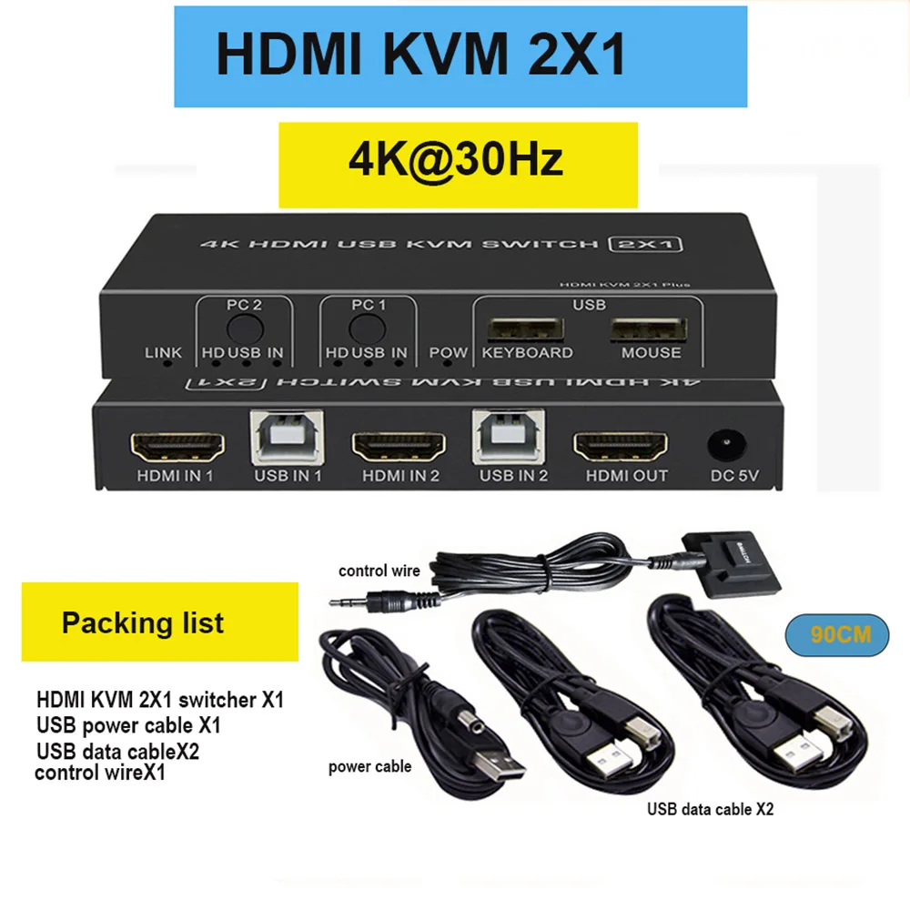 Коммутатор 4K KVM HDMI-совместимый HD USB коммутатор 4-портовый сплиттер 2 порта |