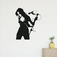handsome female singer wall sticker punk hiphop singer wall decal home decoration for concert bedroom vinyl mural dw11175