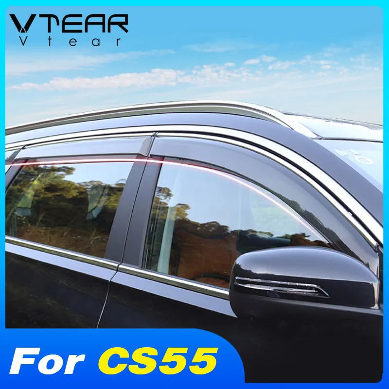 

Vtear Car Window Visor Decoration Exterior Weather Shield Accessories Waterproof Cover Rain Board Parts For Changan CS55 2020
