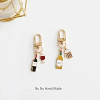 creative wine beer keychain cat airpods pendant backpack keyring best friend charms car keychain couple gift original design