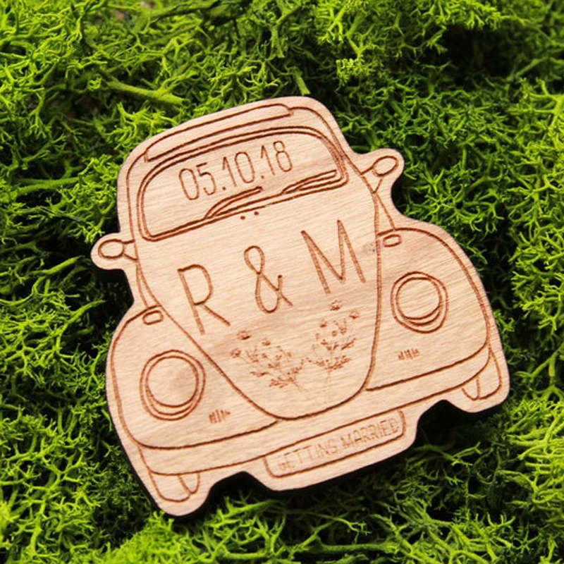 Деревенский Жук сохраняет дату дерево магниты свадебные сувениры украшения