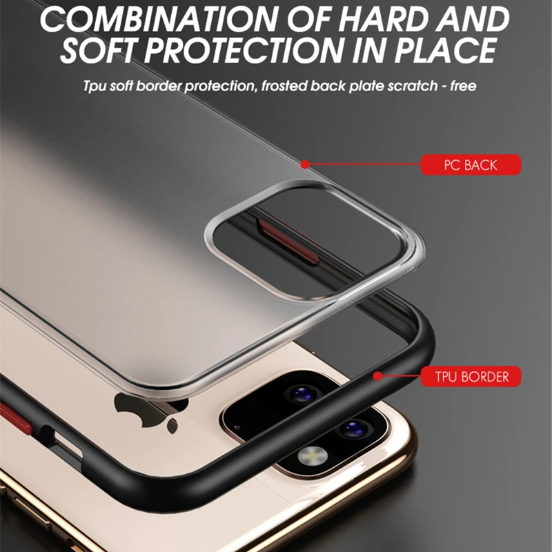 Для iPhone 11 чехол Magic Shadow IPAKY 11 Pro Чехол Цветные кнопки Мягкий Бампер ПК Гибридный противоударный Для iPhone 11 Pro Max чехол