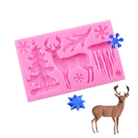 1pcs silicone mold christmas tree elk snowflake cake decorating tools cupcake chocolate biscuits candy mold diy baking mould