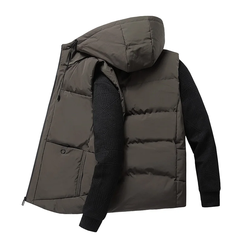 Fashion Mens Jacket Sleeveless Vest winter Thermal Soft Vests Casual Coats Male Cotton Men's Vest hooded Thicken Waistcoat 7XL