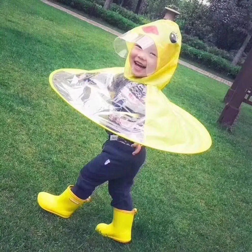 Children Rain Coat PEVA Waterproof Cute Duck Hooded Raincoat Kids Rainwear Poncho for Boys Girls Cute Raincoat Cartoon duck images - 6