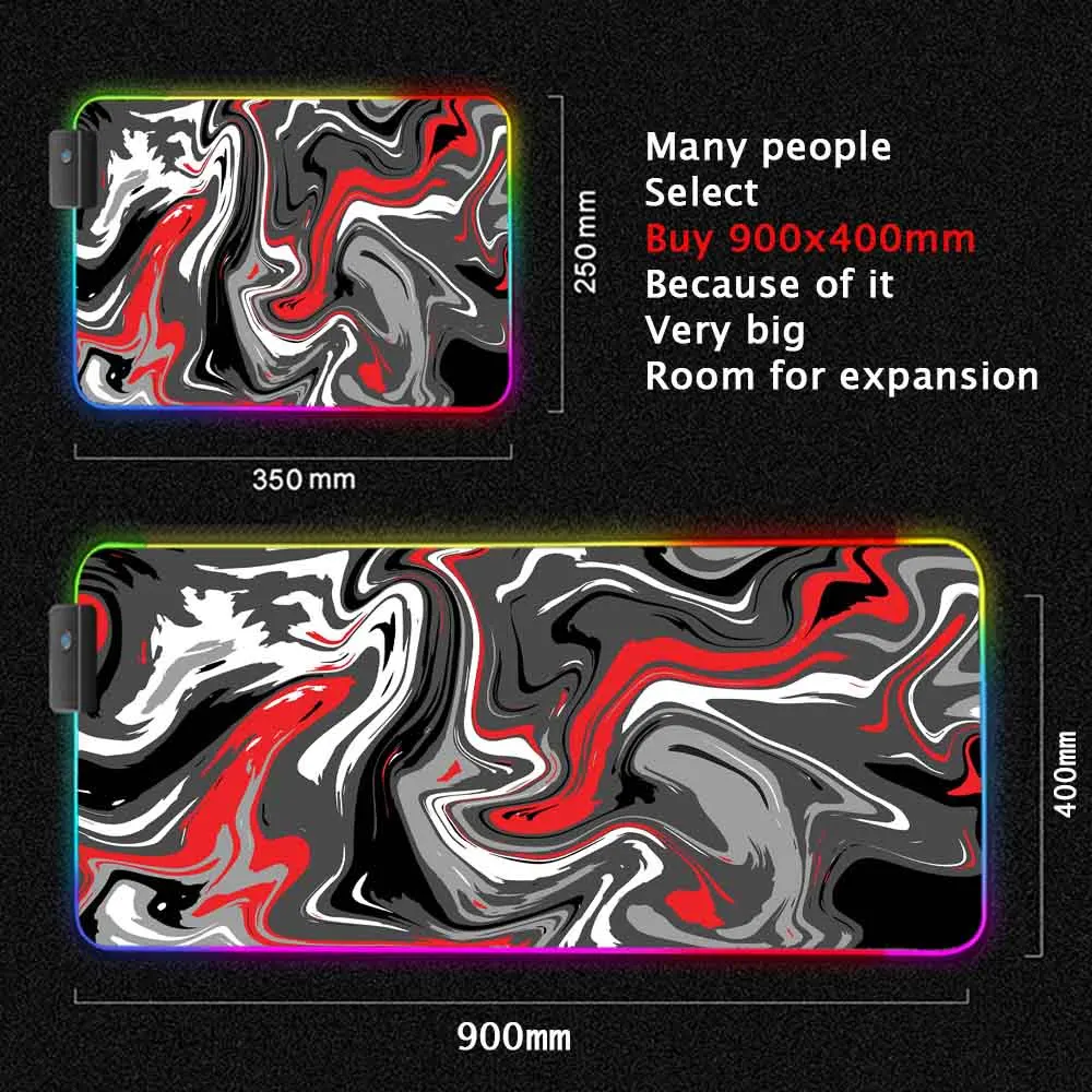 

Colorful Texture Large RGB Gaming Mousepad LED Mouse Pad Gamer Big Mause Pad PC Desk Pad Mat with Backlit for CSGO Drop Shipping