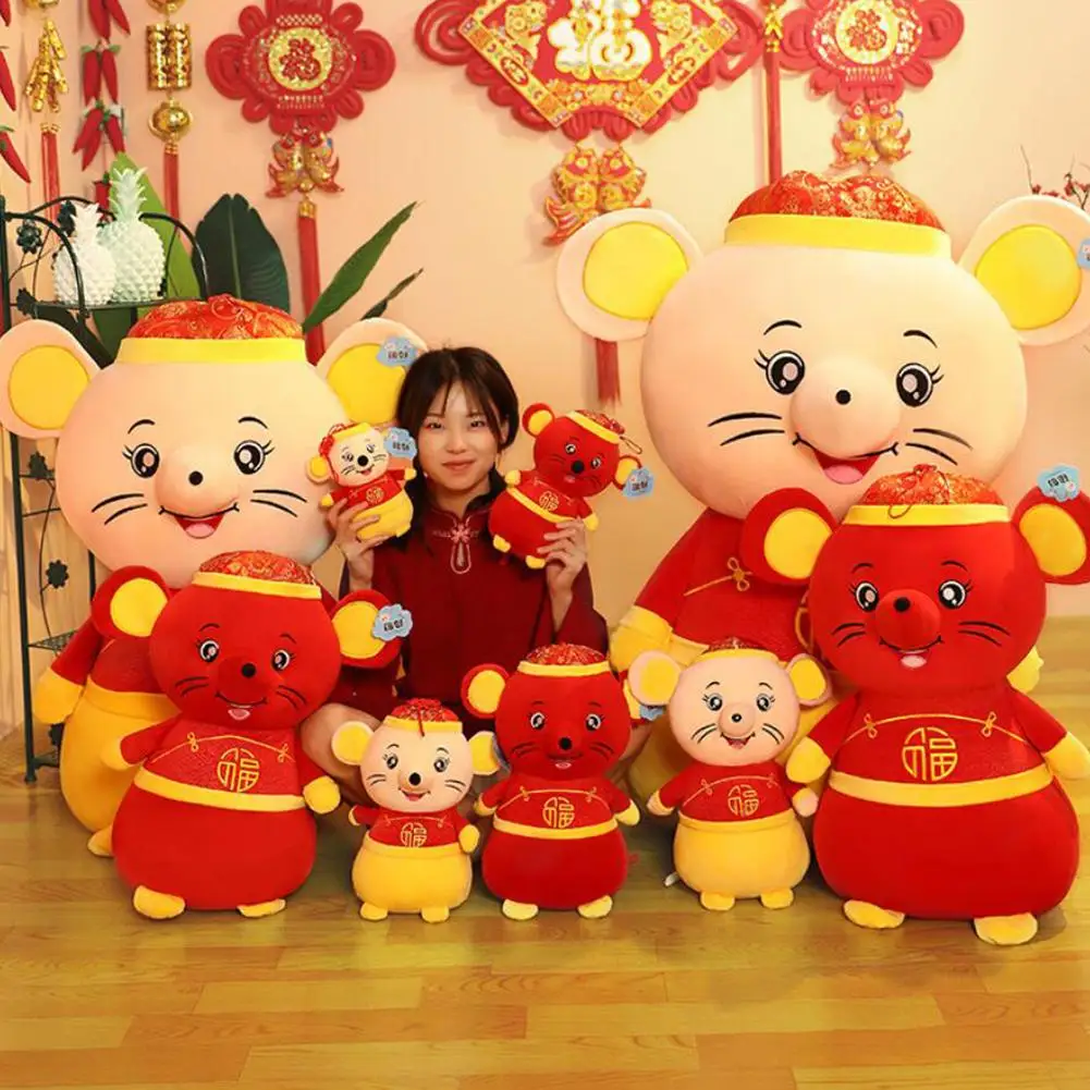 

20-30 Cm China Rat New Year Mascot Doll Plush Toy Traditional Chinese Zodiac Lucky Rat Doll New Year Kawaii Rat Plush Toy