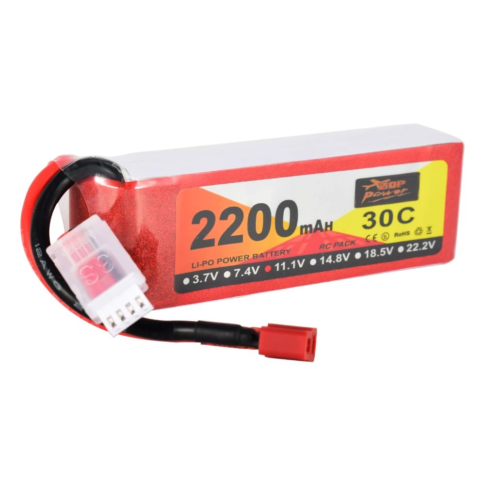 

Hot ZOP Power 11.1V 30C 2200mAh 3S Lipo Battery T Deans Plug For RC Drone Car
