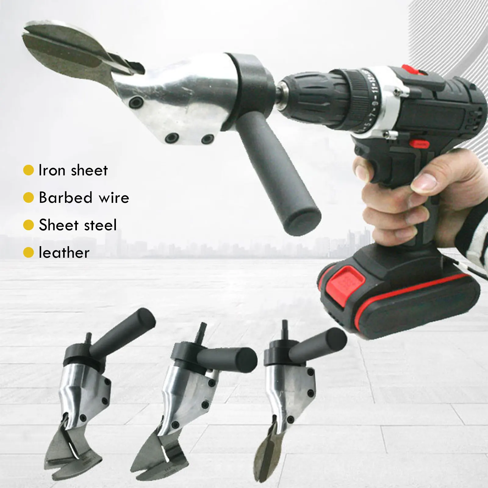 

Metal Sheet Electric Scissors Head for Electrical Drill Chuck Iron Shears Plastic Cloth Wool Wire Mesh Cutter Air Screwdriver