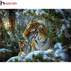 Алмазная живопись Huacan, полный набор для домашнего декора с изображением тигра, вышивка, мозаика, наклейка на стену с изображением снежного дерева