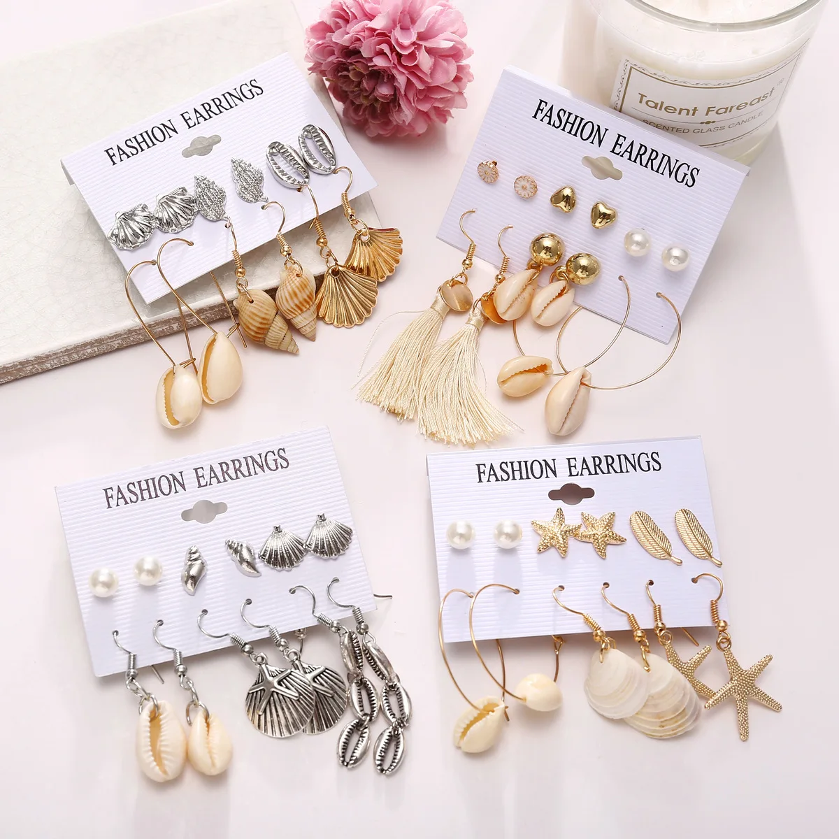 

Bohemia Earrings Set Shell Tassel Earrings for Women Girls Dangle Earrings Trendy 2021