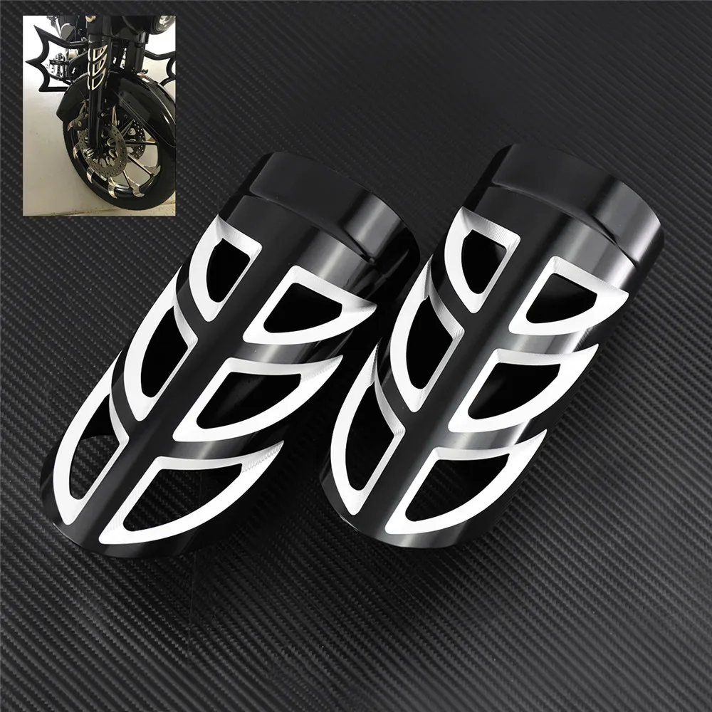 Мотоцикл CNC передняя вилка загрузки слайдер крышка Алюминий черный/хром для Harley