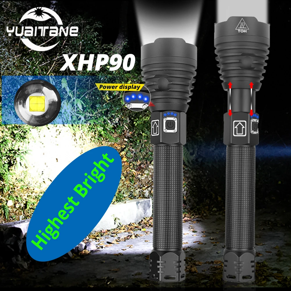 Высокая мощность XLamp XHP90 самая мощная светодиодная вспышка с Usb Zoomable светильник Мощность 26650 18650 батарея Xhp70.2 Тактический светильник фонарь
