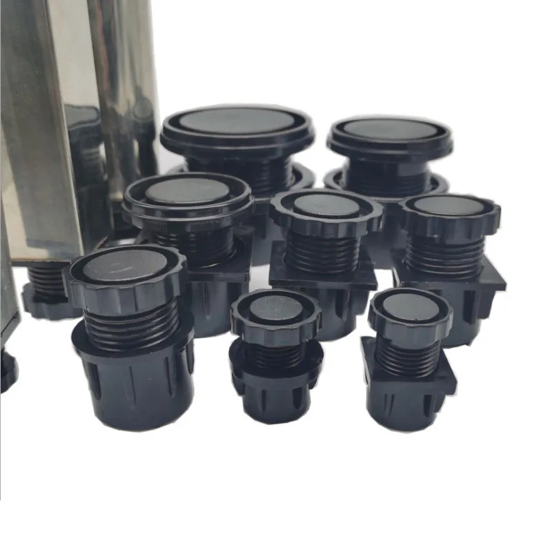 2-8Pcs Black ABS Round Adjustable Foot Mats With Nuts Table Feet Heightening Pipe Plug Furniture Tube Cover