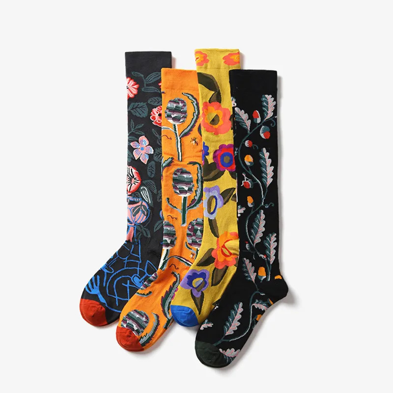 

Harajuku Women's Long Socks Cotton Unisex Size 36-42 Designer Compression Socks Women Fancy Winter Thigh High Socks Woman