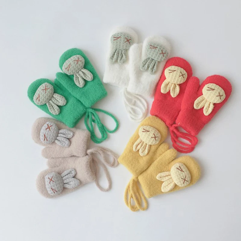 

Осенне-зимние теплые детские перчатки Мультяшные животные кролик плотные детские перчатки для маленьких девочек мальчиков мягкие нейлоно...