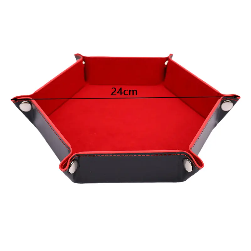 

Foldable Dice Tray Box PU Leather Folding Hexagon Coin Square Tray Dice Game 6 Colors