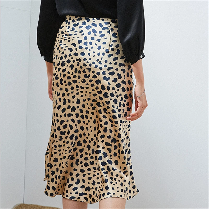 Женские винтажные юбки с высокой талией Юбка-миди леопардовым принтом
