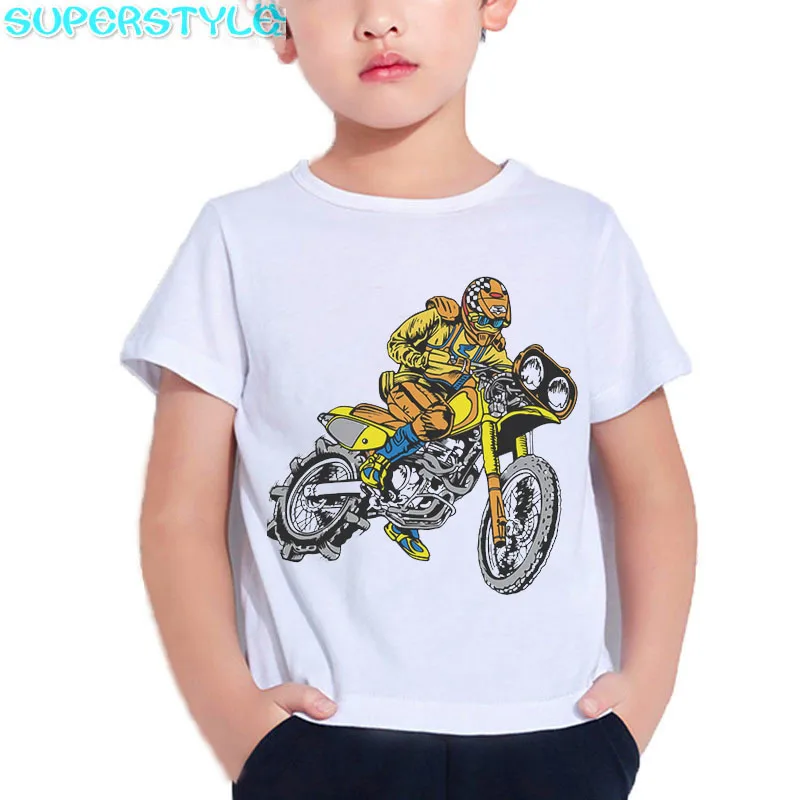 Детская хипстерская Футболка с принтом мотоцикла мотокросса крутая футболка для