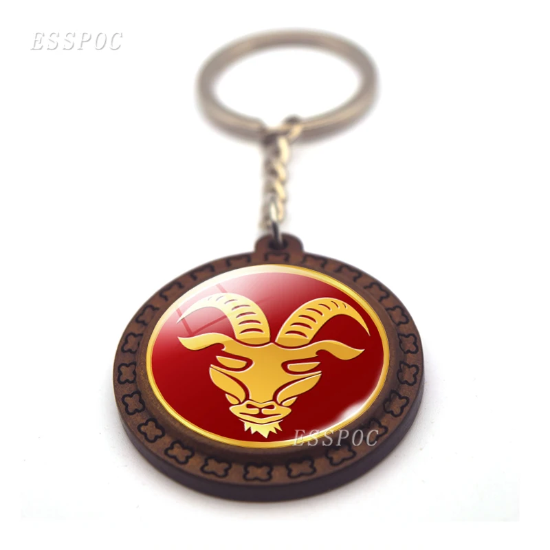 Цепочка для ключей ручной работы мужчин и женщин деревянная цепь с 12 созвездиями