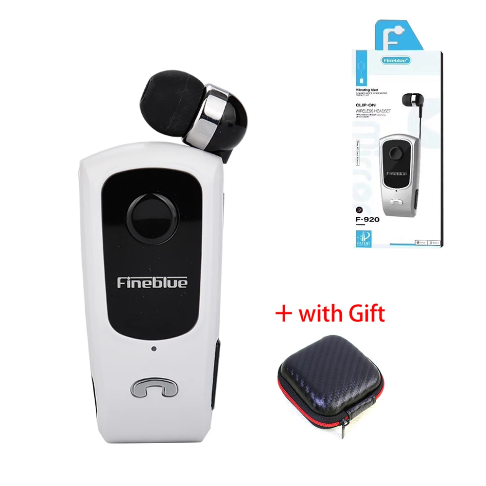 FINEBLUE F920 беспроводные наушники Bluetooth Handsfree наушники гарнитура звонки напоминают вибратор носить пульт на прищепке для телефона с микрофоном - Цвет: Белый