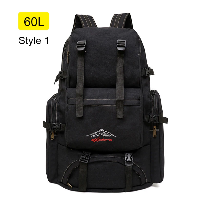 Style 1 Black 60L 60л большая походная сумка, рюкзак для путешествий, брезентовый армейский военный рюкзак, многофункциональная сумка для багажа, для альпинизма, Мужская походная сумка Tas XA26D - Цвет: Style 1 Black 60L