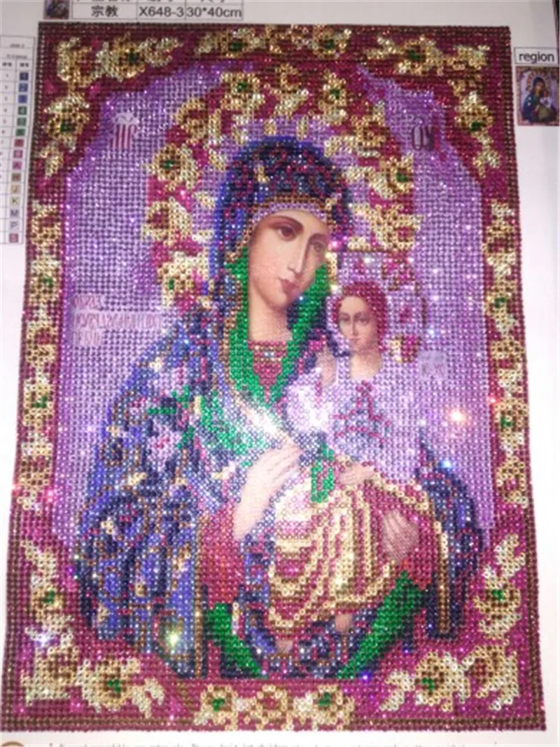 24x34cm DIY Алмазная вышивка крестиком религиозная икона 5D алмазная вышивка мозаика Новогоднее украшение подарок - Цвет: 24x34cm
