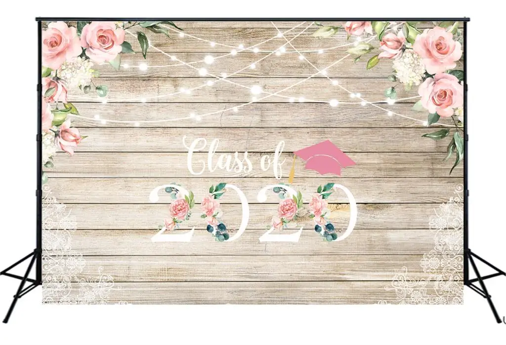Класс 2020 поздравление Выпускной фон цветочный деревянный Congrats Grad вечерние фото