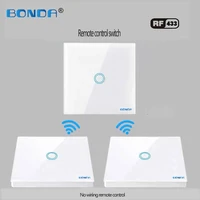 bonda eu standard1 gang 2 way glass panel smart home 433mhz wireless remote wall lamp touch switch remote control touch switch