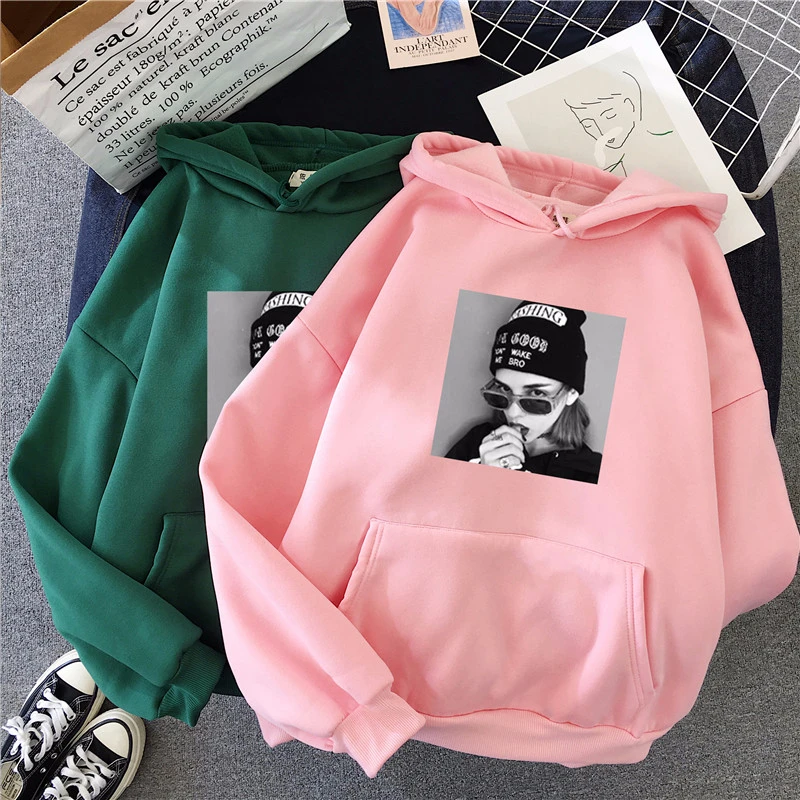 

Girls Avatar Harajuku-Style Floral Print Women Hooded Sweatshirt 2021 Winter Long-Sleeve Fleece-Lined Warm Female hoodie