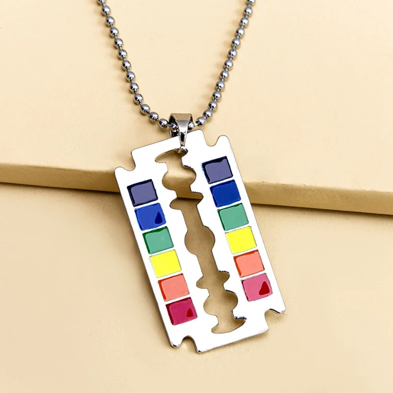 Флаг ЛГБТ Радуга лезвие бритвы кулон гей и лесбиянок гордость ожерелье кружева