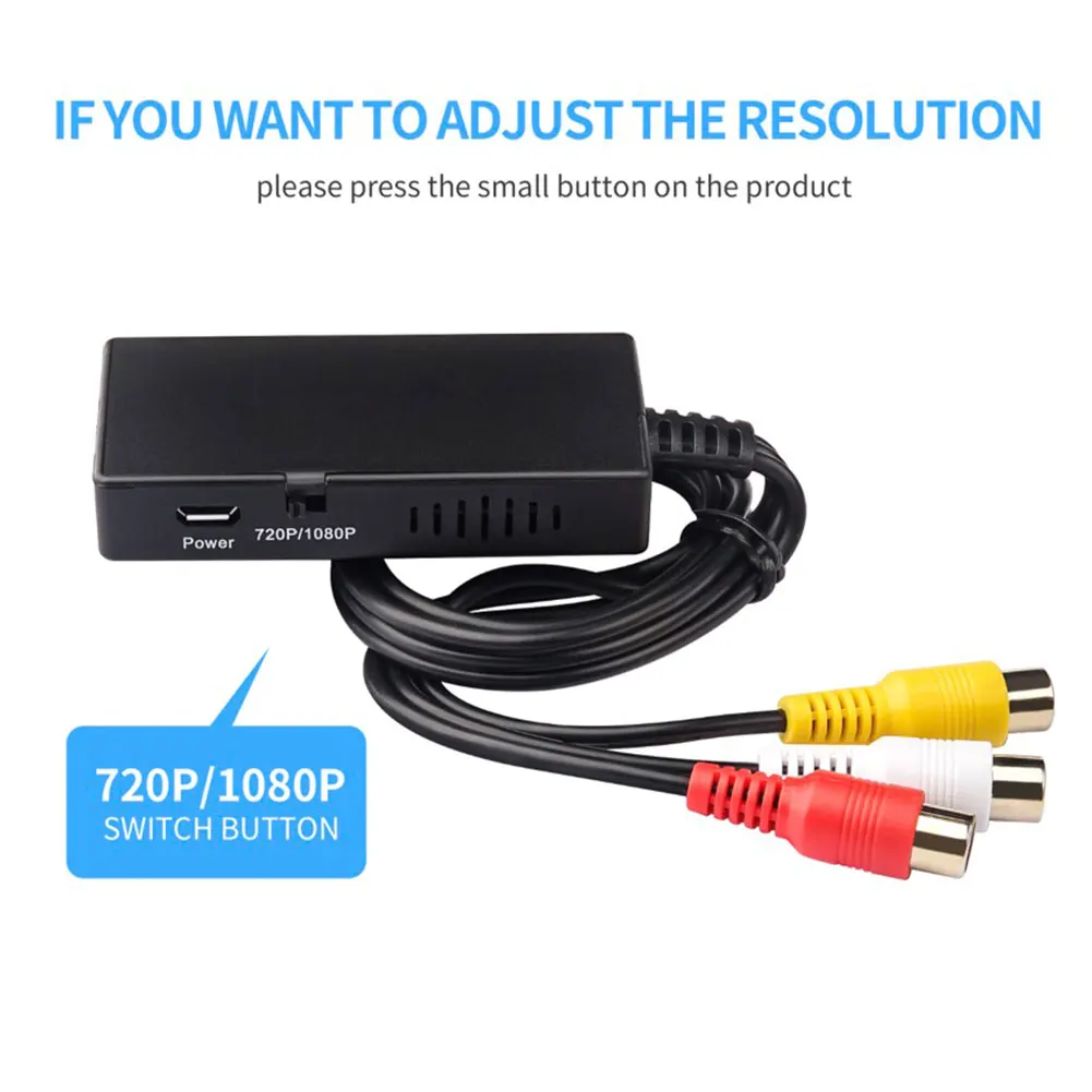 

AV to HDMI-compatible Adapter Converter Video Audio Adapter Supports PAL/NTSC Audio DVD Video Box Support NTSC PAL with USB Cord