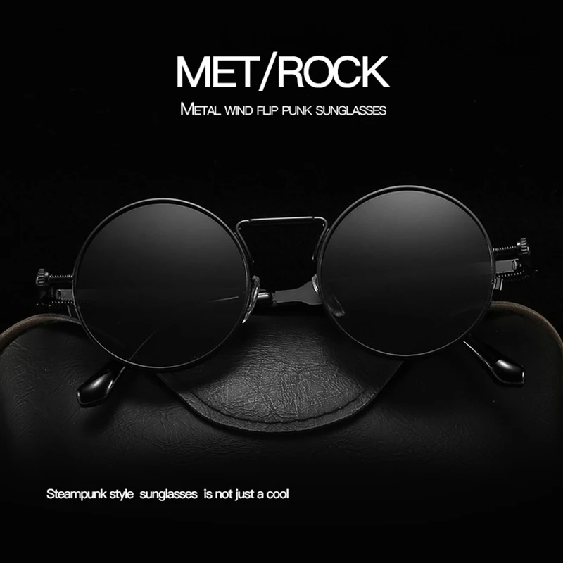 

1 Pcs Vintage Round Metal Small Frame Steam Punk Colorful Sunglasses Anti-uv Eyewear UV400 Trendy Street Shooting Glasses